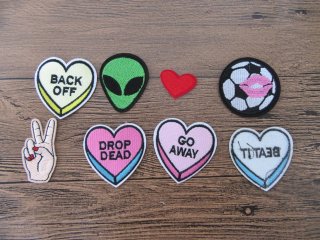9Pkts Sew On Patch Badge Fabric Clothes Craft Sticker Transfer A (image for) 9Pkts Sew On Patch Badge Fabric Clothes Craft Sticker Transfer A