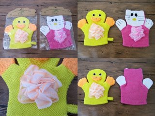 12Pcs Cartoon Animal Soft Bath Brush Gloves Bath Towel For Kids (image for) 12Pcs Cartoon Animal Soft Bath Brush Gloves Bath Towel For Kids