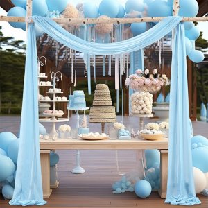 1Pc Light Blue Wedding Arch Chiffon Backdrop Curtain Drapes