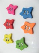 300 Smile Face Star Wooden Beads Mixed Color