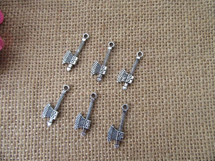 100Pcs New Pick Axe Beads Charms Pendants Jewellery Findings - Click Image to Close