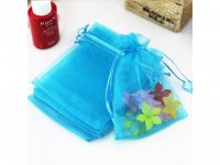 100 Light Blue Drawstring Jewelry Gift Pouches 18x13cm