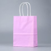 48 Bulk Kraft Paper Gift Carry Shopping Bag 27x21x11cm Pink