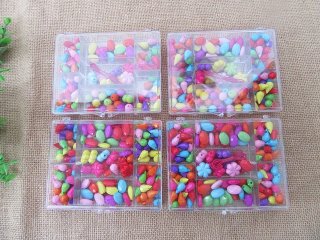 4Boxes x 120Pcs Beads w/String Weave Bracelet Necklace DIY