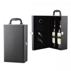 Black PU Leather Vintage Wine Champagne Bottle Holder Gift Case