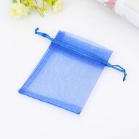 100X Plain Dark Blue Organza Gift Jewelry Pouches 9x7cm