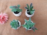 4Pcs Realistic Artificial Succulent Plant in Pot Home Office