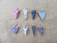 10Pcs Triangle Unground Gemstone Nugget Charm Pendant Necklace