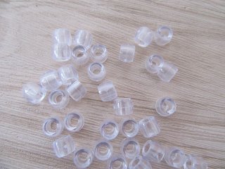 1200Pcs Transparent Clear Barrel Pony Beads 6x8mm