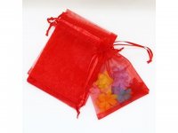 100X Plain Hot Red Organza Gift Jewelry Pouches 9x7cm