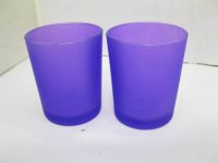 40 Frosted Glass Tea Light Holder Wedding Favor 6.5cm PURPLE