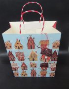 12X House Pattern Paper Gift Bag 33x26.5x14cm