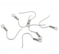 1000Pcs Nickel Color Ear Wire Hooks W/Bead Coil