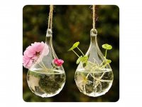 6Pcs Clear Hanging Glass Flower Plant Vase Holder