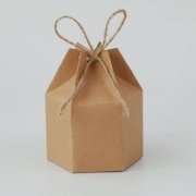 50X Kraft Brown Hexagonal Wedding Favour/Bomboniere Boxes