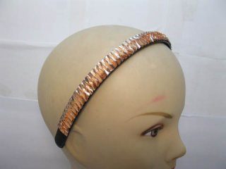 12Pcs 14mm Hairband Hair Bands with Rhinestone Golden