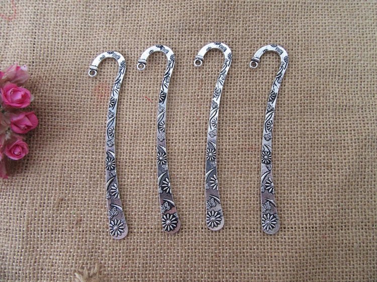 20Pcs Tibetan Silver Color Butterfly Flower Carved Hook Metal - Click Image to Close