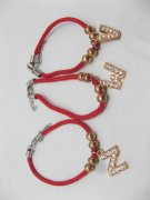 60 Assorted Red Knitted Bracelet w Letter Dangle