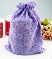 50 Plain Purple Hemp Drawstring Jewelry Gift Pouches 13.5x10cm