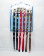 6X Leatherette Adjustable Dog Collars 1.5cm Wide Mixed