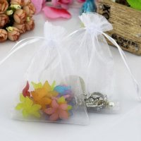 100 White Drawstring Jewelry Gift Pouches 12x9cm