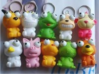 20Pcs Extruding Big Eyes Doll Key Rings Novelty Toys Animal