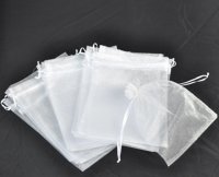 98 White Drawstring Jewelry Gift Pouches 23x17cm