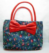 10 Tote Shoulder Handbag Bowknot on - Light Blue