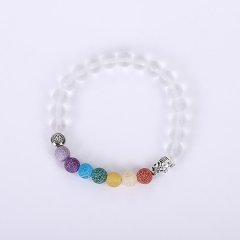 12Pcs Healing Bead Yoga Bracelet 7 Gemstone Chakra Lava Rock