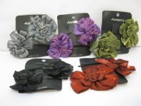 5x12Pair Gauze Flower Hairclips Hair Clips Mixed Color