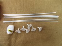 24Packs x 6Sets White Plastic Balloon Sticks Holders with Ribbon