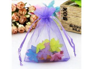 100 Purple Organza Drawstring Jewelry Gift Pouches 8.5x6.8cm