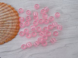 2100 Transparent Clear Pink Barrel Pony Beads 6x8mm