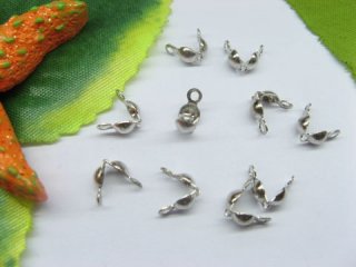 200pcs White-K Plated Double Loop Bead Tips