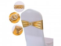 10Pcs Shiny Golden Sashes Chair Wider Bow Wedding Venue Banquet