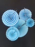 1Set X 6Pcs Blue Tissue Paper Fans Decorations Kit Wedding Brida