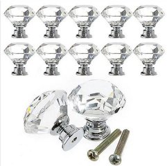 10Pcs Crystal Diamond Door Cabinet Drawer Knobs Handles Pulls