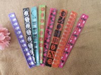 48 Halloween Theme Reflective Magic Ruler Slap Band Bracelets