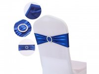 10Pcs Shiny Blue Sashes Chair Wider Bow Wedding Venue Banquet