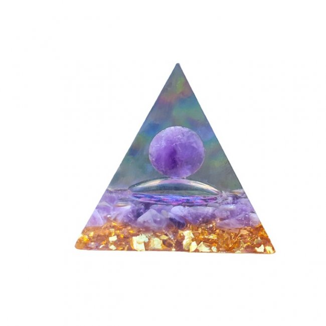 1Pc Amethyst Crystal Pyramid Chakra Energy Orgone Stone Ornament - Click Image to Close