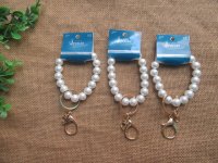 3Pcs Pearl Bracelet Keychain Hand Wristlet Lanyard Strap