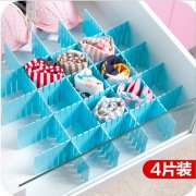 9Pkts X 4Pcs Blue DIY Storage Partitions Lattice Drawer Divider