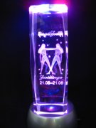 4X 3D Etched Gemini Crystal Art Ornament Figurine