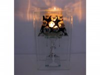 10X Glass Tea Light Holder Single Candle Holder Rose Pattern