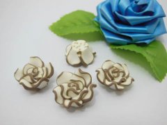 195 Coffee White Fimo Rose Flower Beads Jewellery Findings 2cm 195 Coffee White Fimo Rose Flower Beads Jewellery Findings 2cm