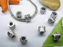 80Pcs Alloy Barrel Tube European Beads 10x8mm No Thread 80Pcs Alloy Barrel Tube European Beads 10x8mm No Thread