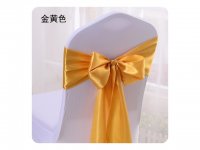 10Pcs GOLDEN Satin Sashes Chair Wider Bow Wedding Venue Banquet