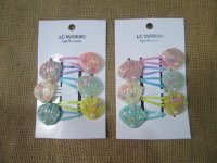 6Sheet x 6Pc Colorful Shell BB Snap Hair Clips Hair Sleepies