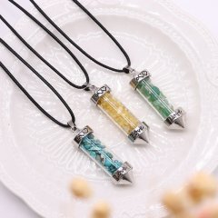 3Set x 2Pcs Wish Bottle Necklace Healing Stone Chip Pendulum