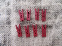 6Pkts X 20Pcs Red Wooden Pegs Office Craft Card Photo DIY Peg/Pi